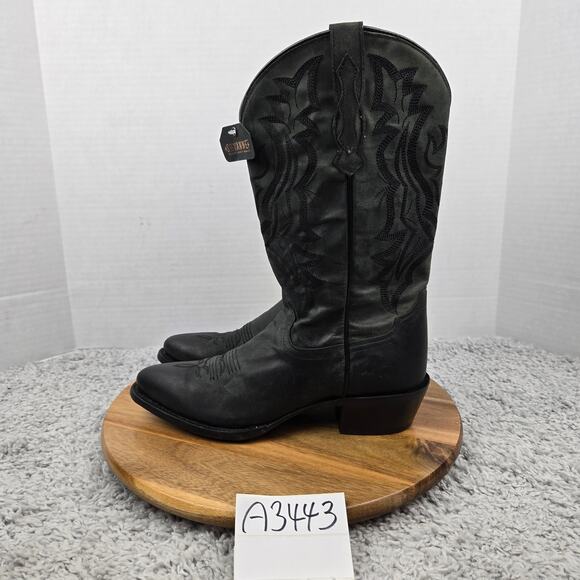 Shyanne Raven Black Leather Casual Round Toe Cowgirl Western Boots Womens 8 B - Picture 1 of 16